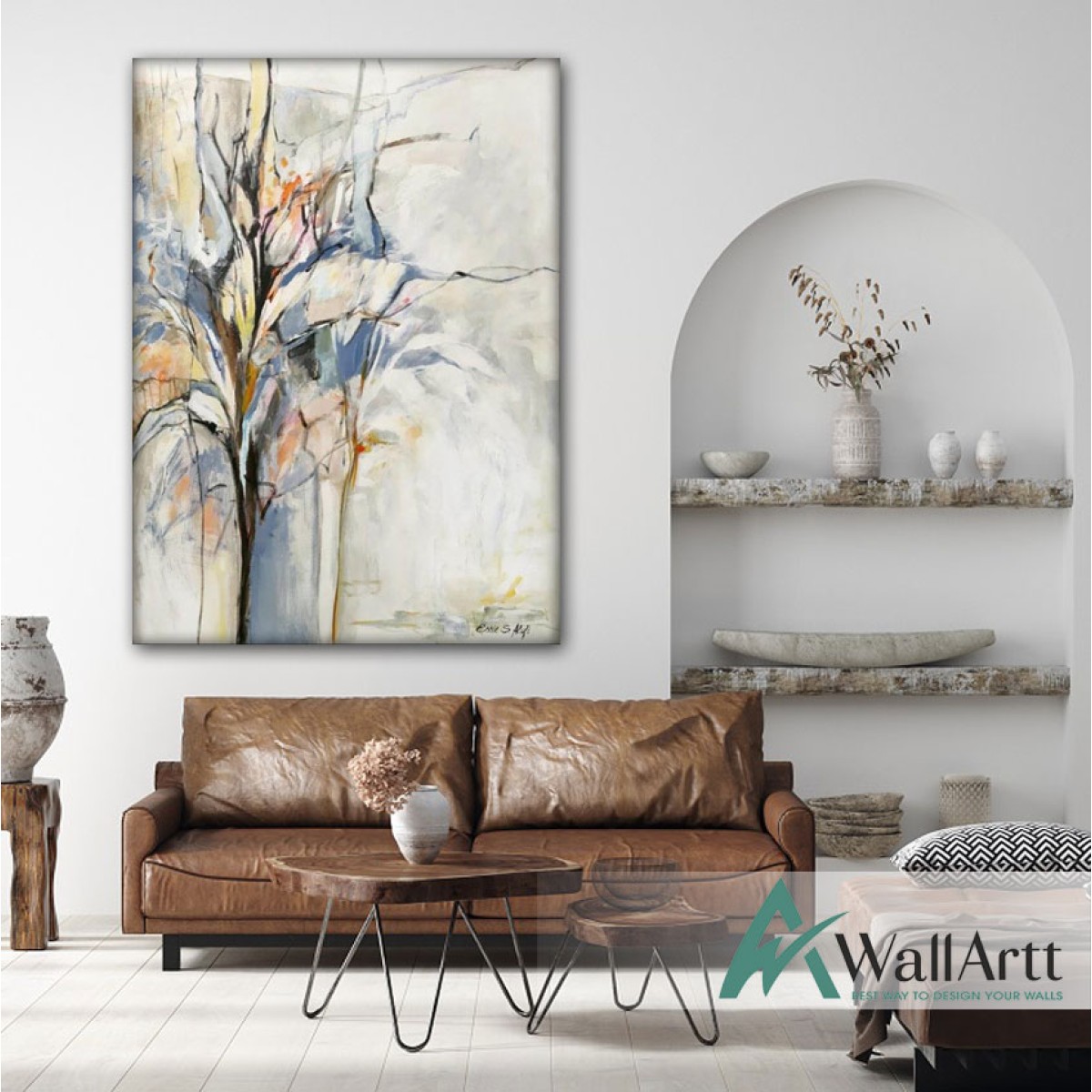 Abstract Tree Branches in Fall Textured Partial Oil Painting